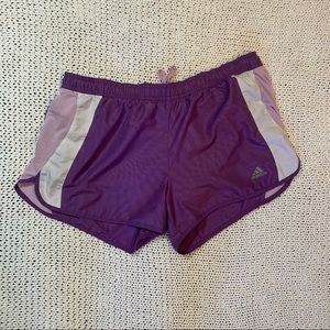 purple adidas running shorts